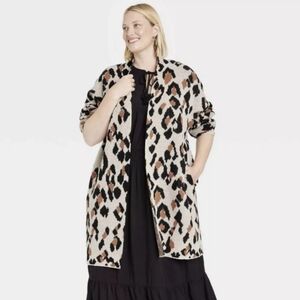 Animal Print Cardigan Sweater, Size 1X, NWT